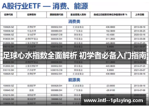 足球心水指数全面解析 初学者必备入门指南 足球心水指数全面解析 初学者必备入门指南
